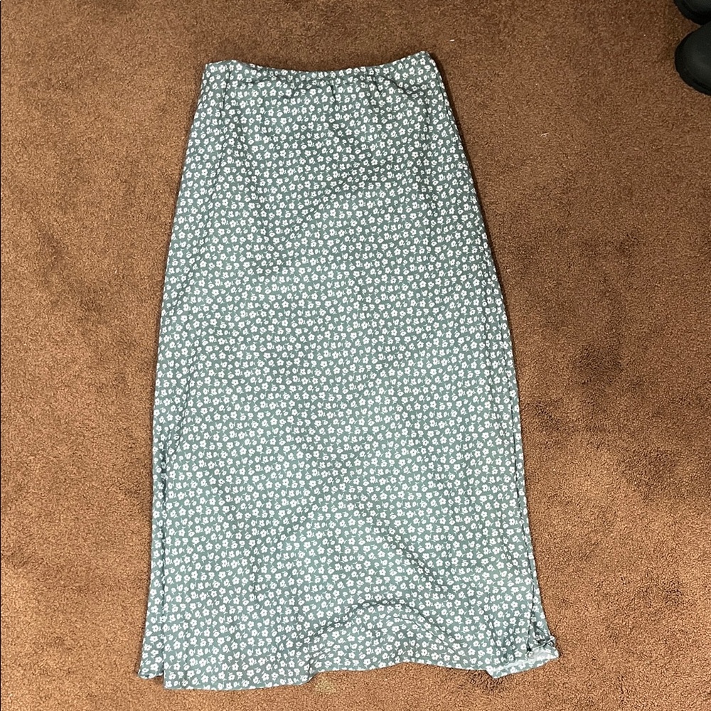PacSun green floral midi skirt
